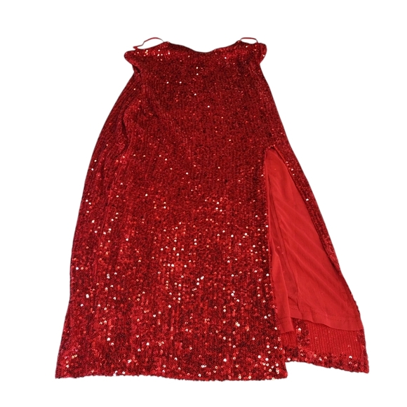 Celebrity Fashion Women's Red Sequin Straps Shoulder Dress Size Large NWT - Picture 3 of 10
